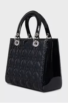Черная сумка с тиснением Lady Dior