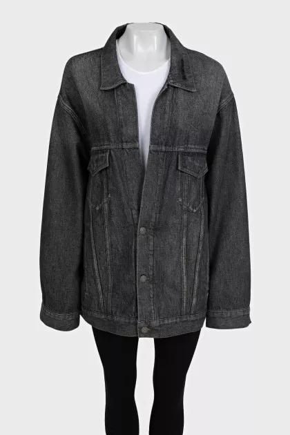 Джинсова куртка oversize на гудзиках