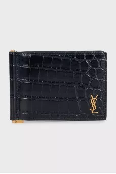 Men's leather cardholder with embossing
