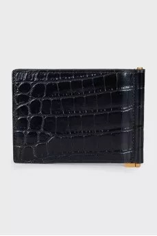 Men's leather cardholder with embossing