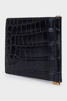 Men's leather cardholder with embossing