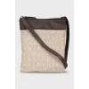 Brown crossbody with signature embroidery