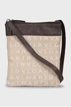 Brown crossbody with signature embroidery