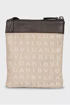 Brown crossbody with signature embroidery