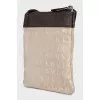 Brown crossbody with signature embroidery