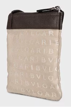 Brown crossbody with signature embroidery