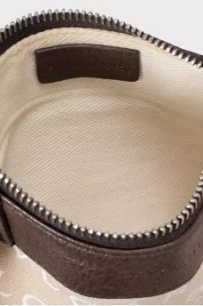 Brown crossbody with signature embroidery