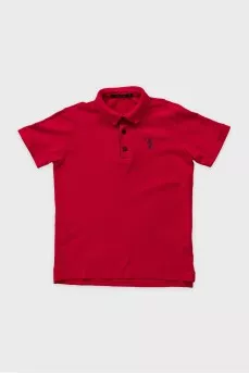 Men's red polo shirt with embroidery