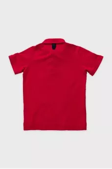 Men's red polo shirt with embroidery