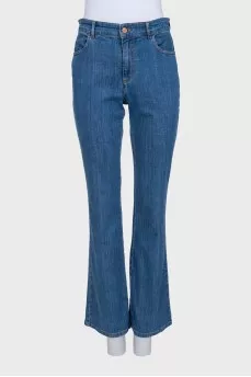 Сині джинси boot cut fit із вишивкою на кишенях