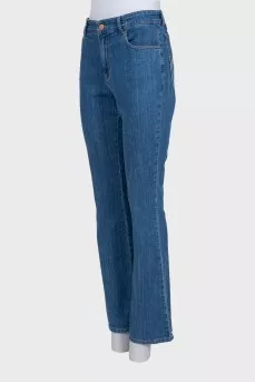 Сині джинси boot cut fit із вишивкою на кишенях