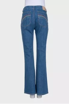 Сині джинси boot cut fit із вишивкою на кишенях