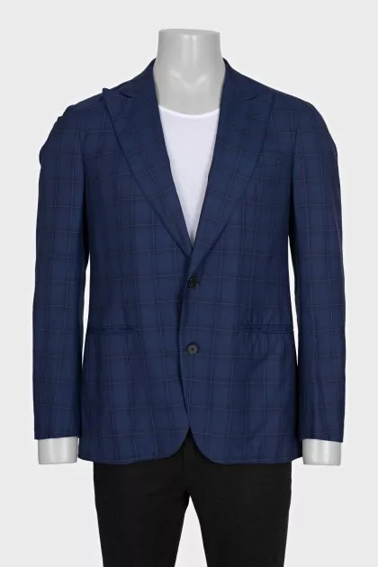 Men's straight blazer with a checkered print