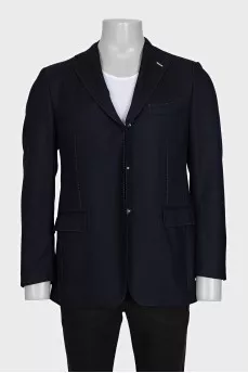 Men's dark blue blazer with seam accents