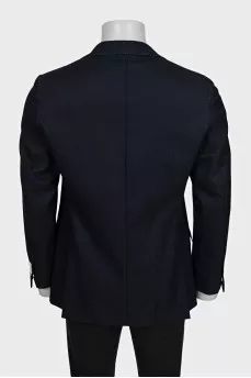 Men's dark blue blazer with seam accents