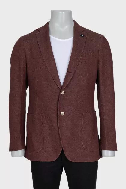 Men's burgundy jacket with embroidery