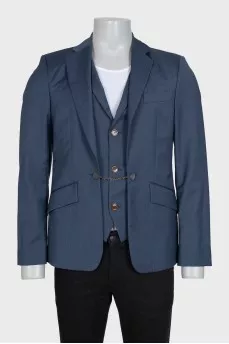 Men's blue jacket with a vest insert