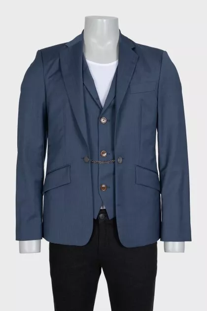 Men's blue jacket with a vest insert