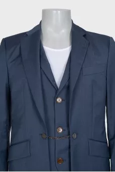 Men's blue jacket with a vest insert