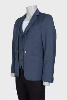 Men's blue jacket with a vest insert