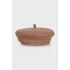 Brown beret with embroidered logo