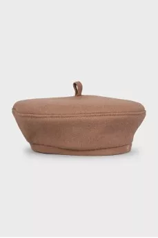 Brown beret with embroidered logo
