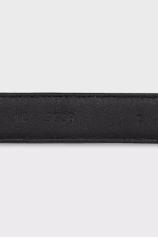 Textured leather belt with gold buckle