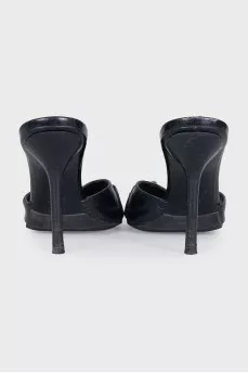 Black leather mules with buckles