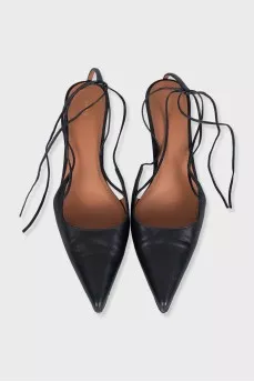 Leather slingbacks with a slingback heel