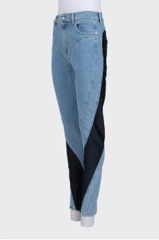 Голубые джинсы с черными вставками by Mugler x H&M