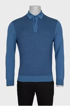 Men's blue button-down jumper