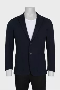 Men's single-breasted blue jacket with patch pockets