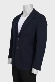 Men's single-breasted blue jacket with patch pockets