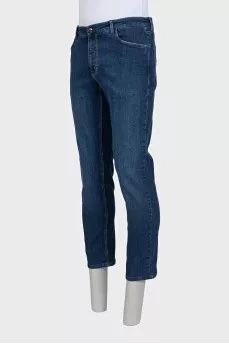 Men's cropped blue jeans