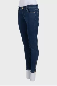 Синие джинсы skinny с молнией