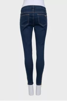 Синие джинсы skinny с молнией