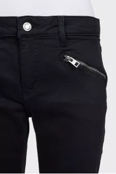 Straight-leg black jeans with fringe