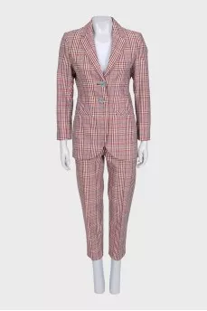 Red suit with a checkered print