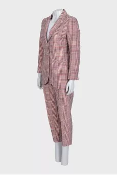 Red suit with a checkered print