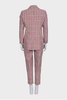 Red suit with a checkered print