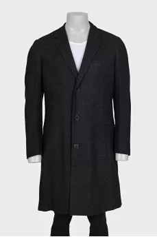 Men's cashmere coat with a small print