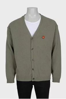 Men's green cardigan with embroidery