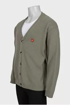 Men's green cardigan with embroidery