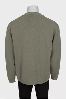 Men's green cardigan with embroidery