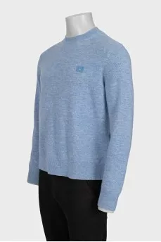 Men's blue jumper with embroidery
