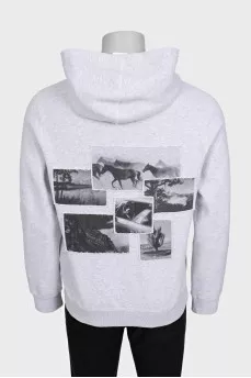 Men's gray hoodie with print