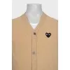 Men's beige cardigan with a patch