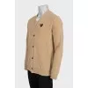 Men's beige cardigan with a patch