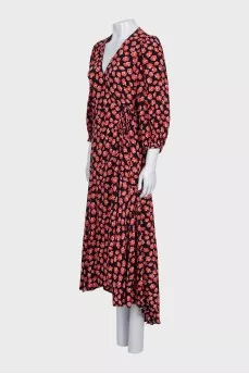 Black printed wrap dress