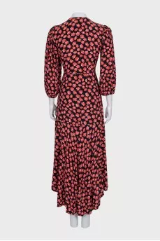 Black printed wrap dress